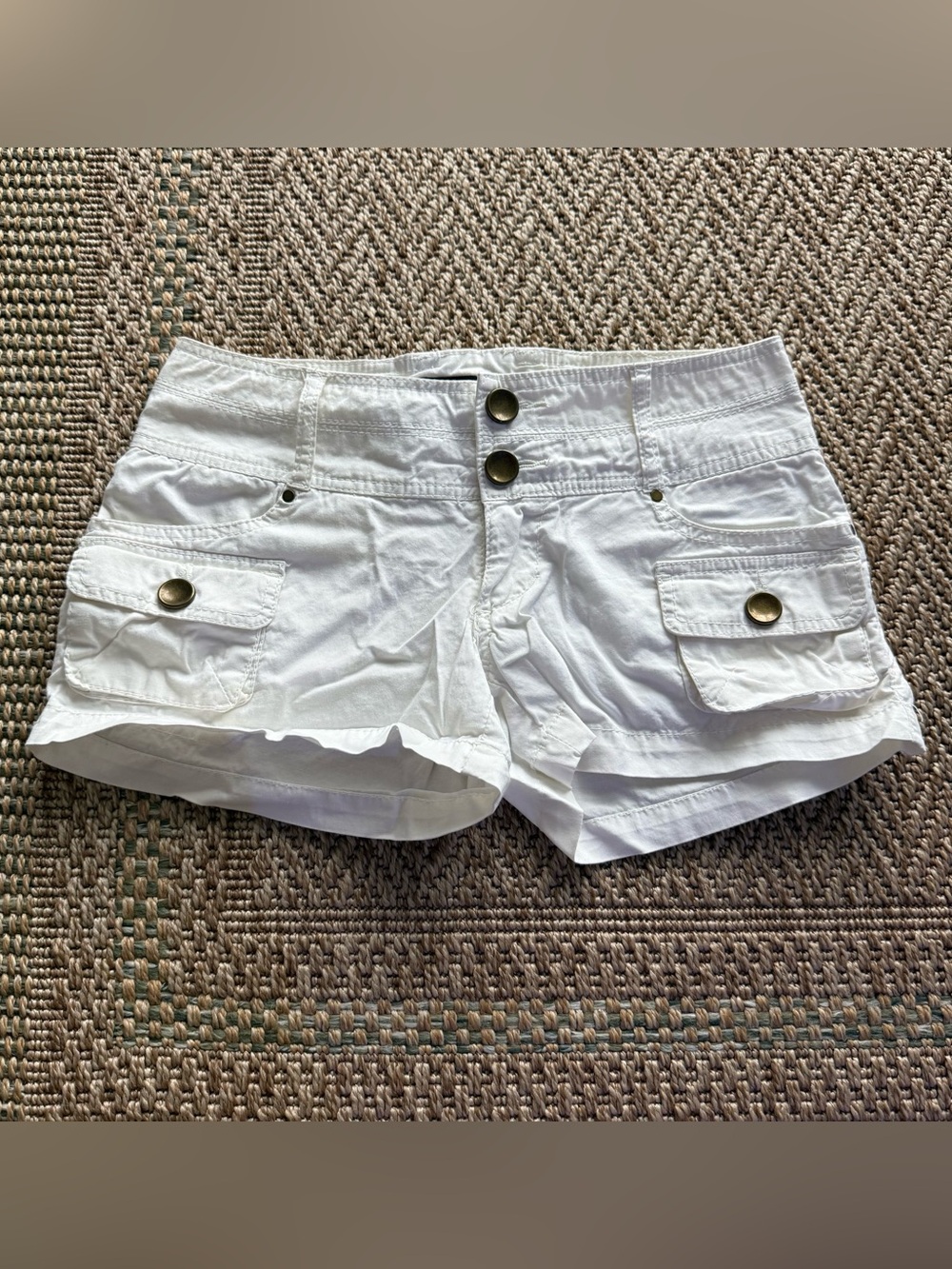 XOXO Jeans White Low Rise Cargo Jean Shorts